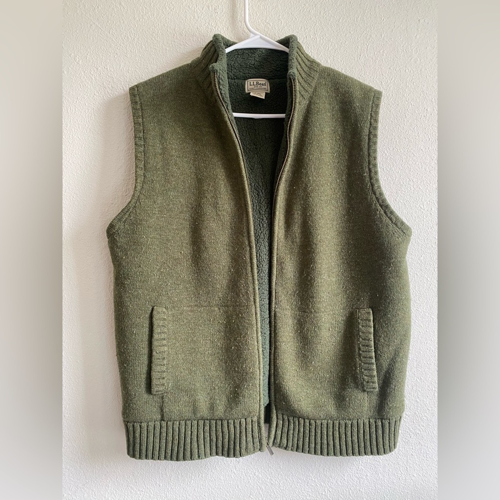 L.L Bean Olive Green Fleece Vest